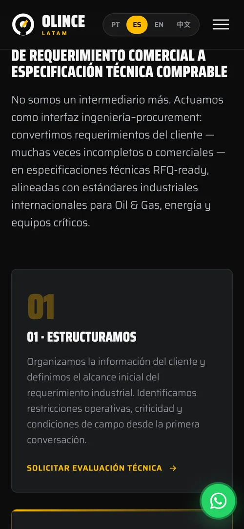 Olince LATAM: versão mobile